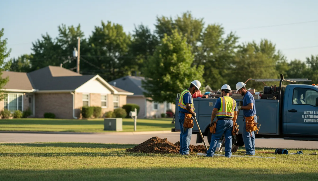 Residential water line and bathroom plumbing service in Aviston, IL